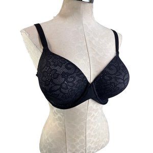 38D Maidenform Black Lace Front Underwire Bra Fabulous Fit DM7543